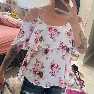 Floral print tank with sleeves